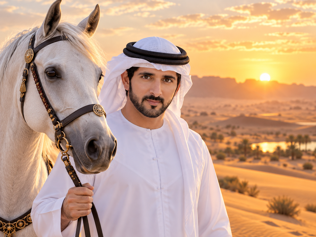 Fazza with Arabian Horse Wallpaper HD