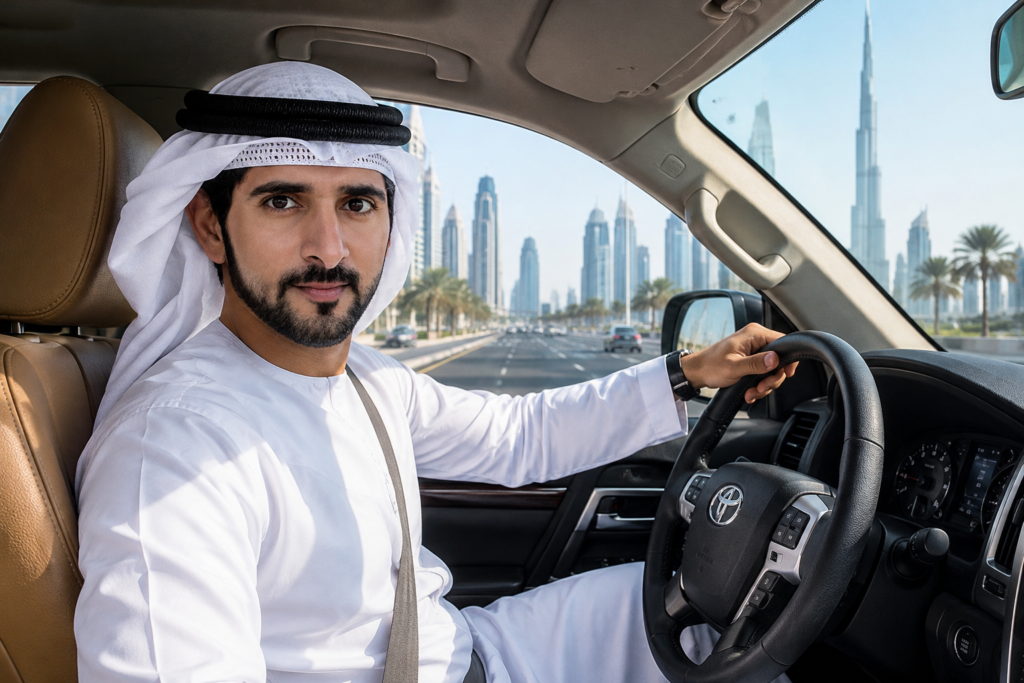 Fazza Behind the Wheel of a Land Cruiser